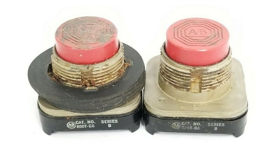 Used LOT OF 2 ALLEN BRADLEY 800T-BA RED PUSH BUTTON SER. B