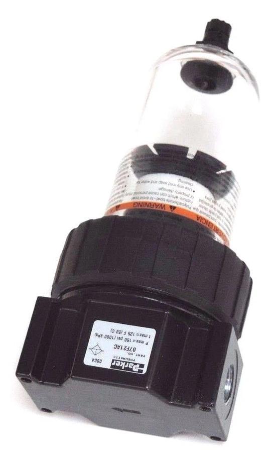 Used NIB PARKER 07F21AC PNEUMATIC FILTER 150PSI MAX 125F MAX 3/8IN 40MICR