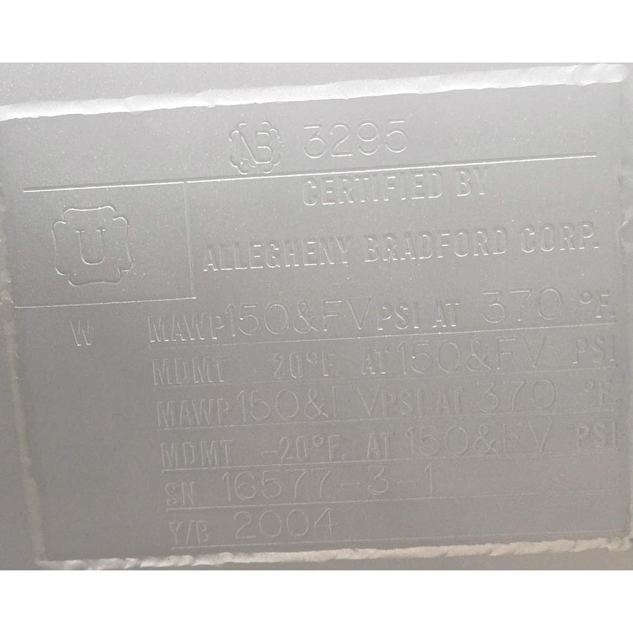 Allegheny Bradford HE01100 WF1 Heater SS Sanitary Shell & Tube Heat Exchanger
