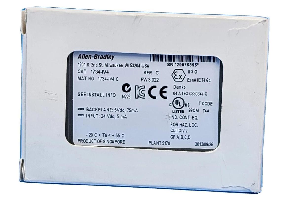 Used NIB ALLEN BRADLEY 1734-IV4 SER. C I/O MODULE FW: 3.022