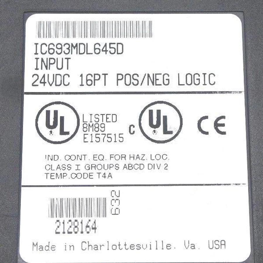 Used LOT OF 3 GE FANUC IC693MDL645D INPUT MODULES 24VDC 16PT POS/NEG LOGIC