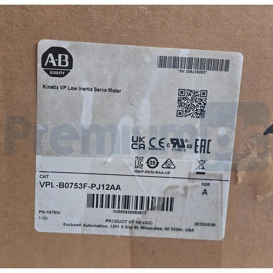 Used Opened Allen Bradley VPL-B0753F-PJ12AA /A Kinetix VP Low Inertia Servo Motor