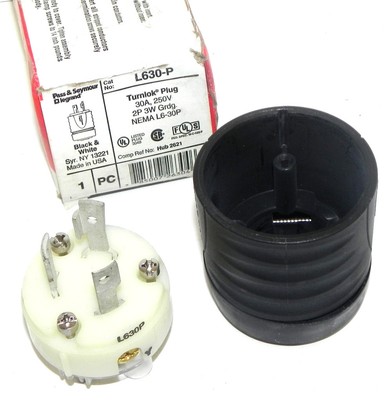 Used NIB PASS & SEYMOUR L630-P TURNLOK PLUG 30A, 250V, 2P 3W GRDG. NEMA L6-30P