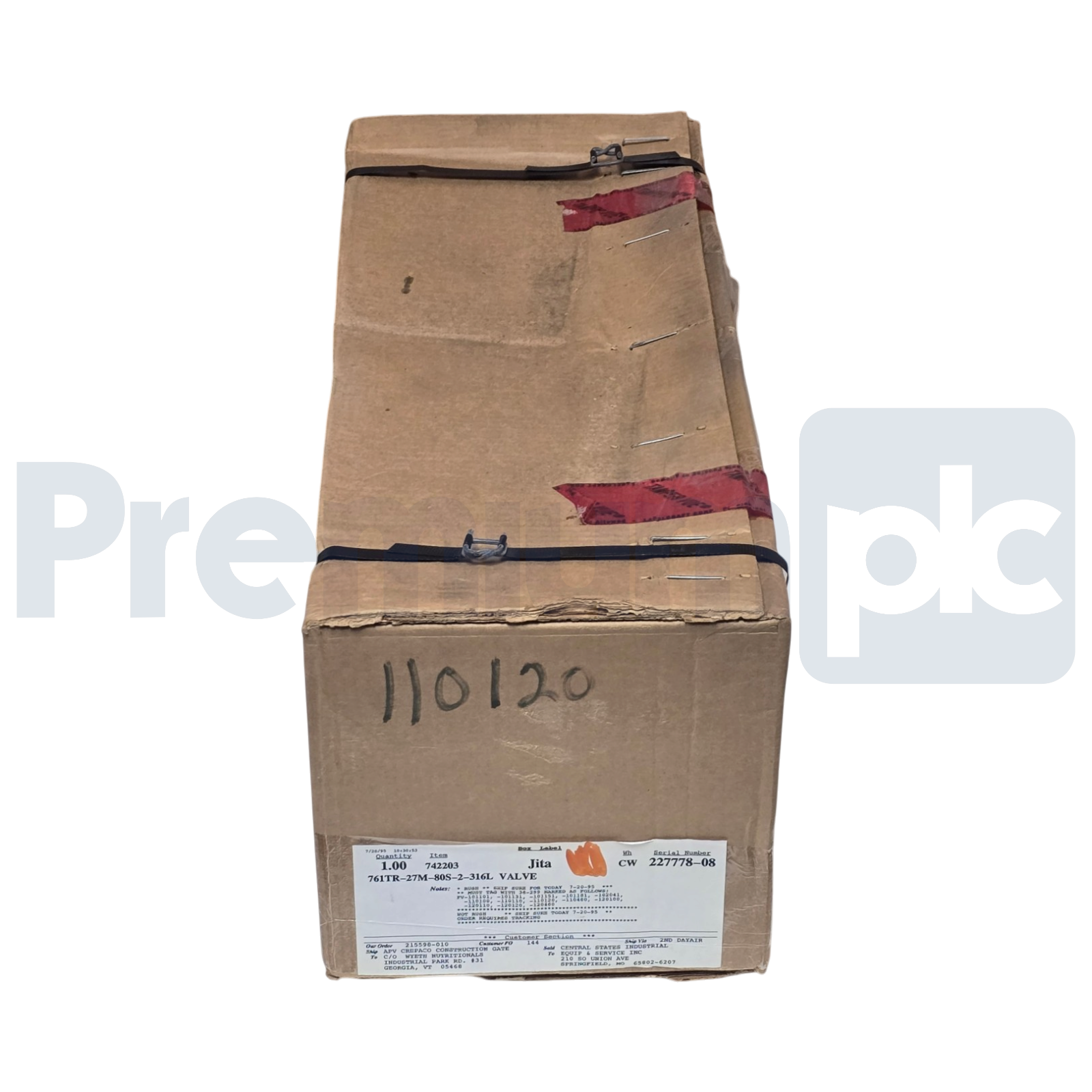 Used Alfa Laval Tri-Clover 700 Series 2" Seat Valve 316L SS 761TR-27M-80S-2-316L NEW
