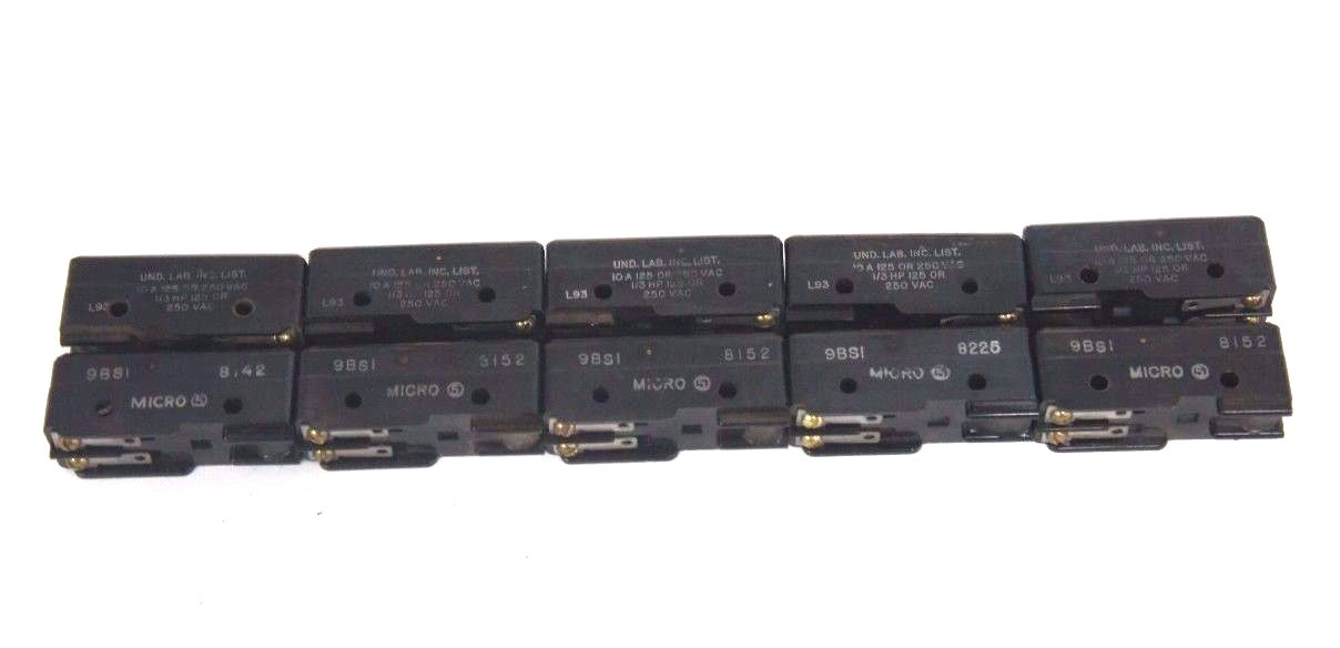 Used LOT OF 10 HONEYWELL MICROSWITCH 9BS1 LIMIT SWITCHES
