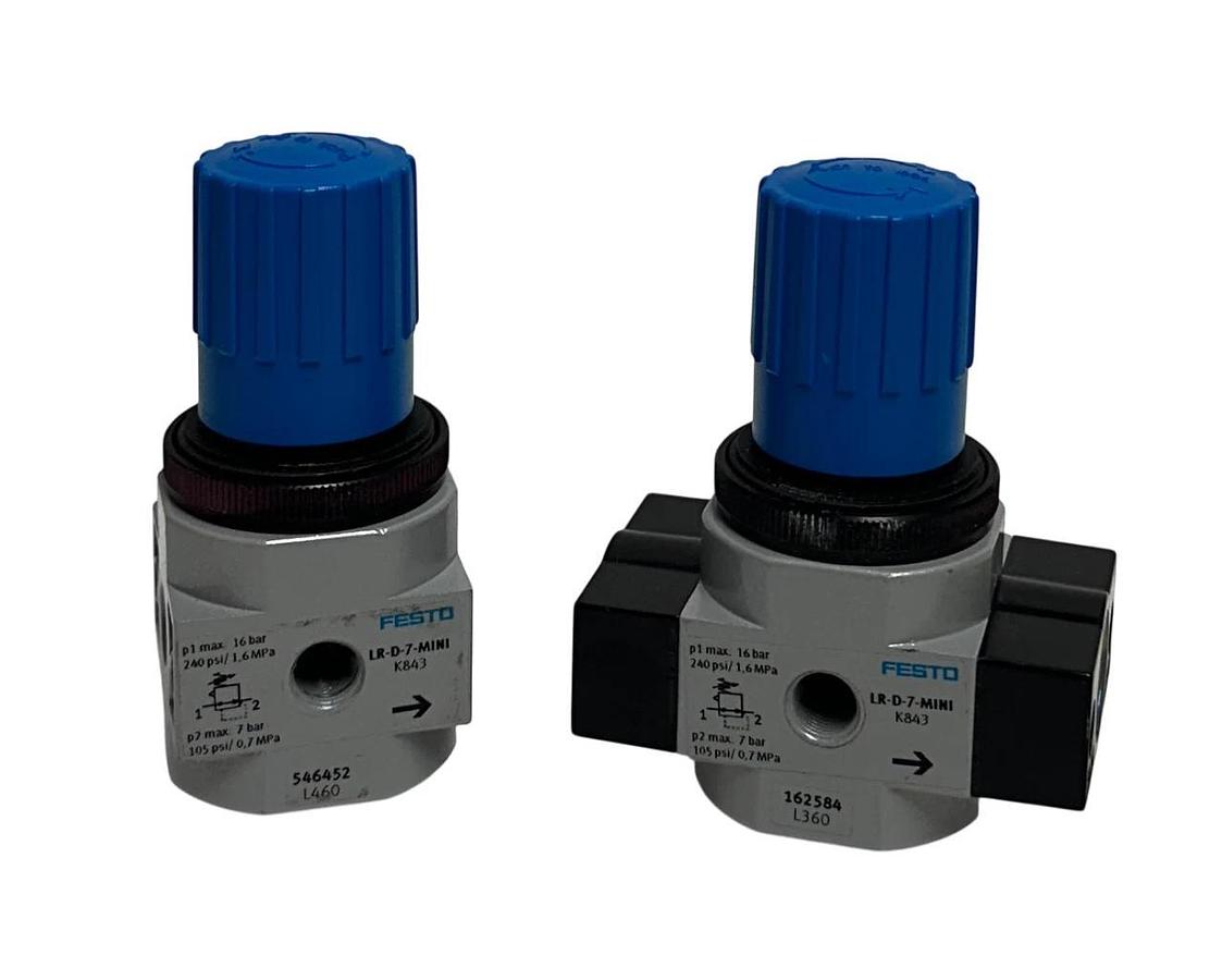 Used 2 FESTO LR-D-7-MINI / 162584 / 546452 PNEUMATIC PRESSURE REGULATORS 3/8'' USNP