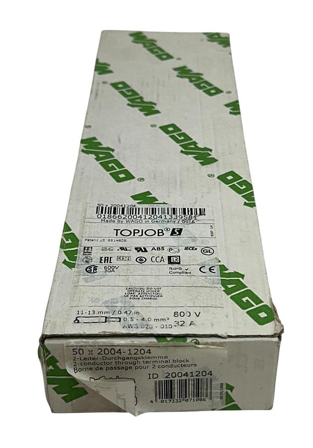 Used 50 WAGO 2004-1204 / 20041204 TOPJOB S 2-CONDUCTOR THROUGH TERMINAL BLOCKS NSMP