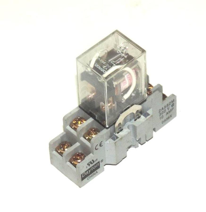 Used OMRON LY2 RELAY IEC225 W/ DAYTON 2A582M SOCKET