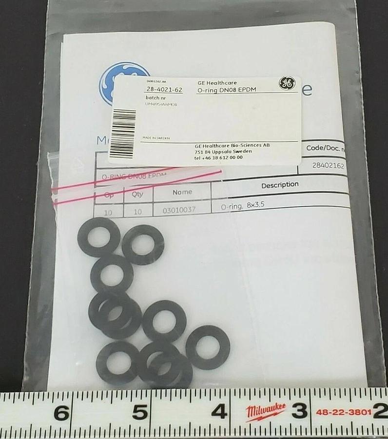 Used BAG OF 10 NEW GE HEALTHCARE 28-4021-62 O-RINGS 8x3.5 DN08 EPDM 28402162 AA