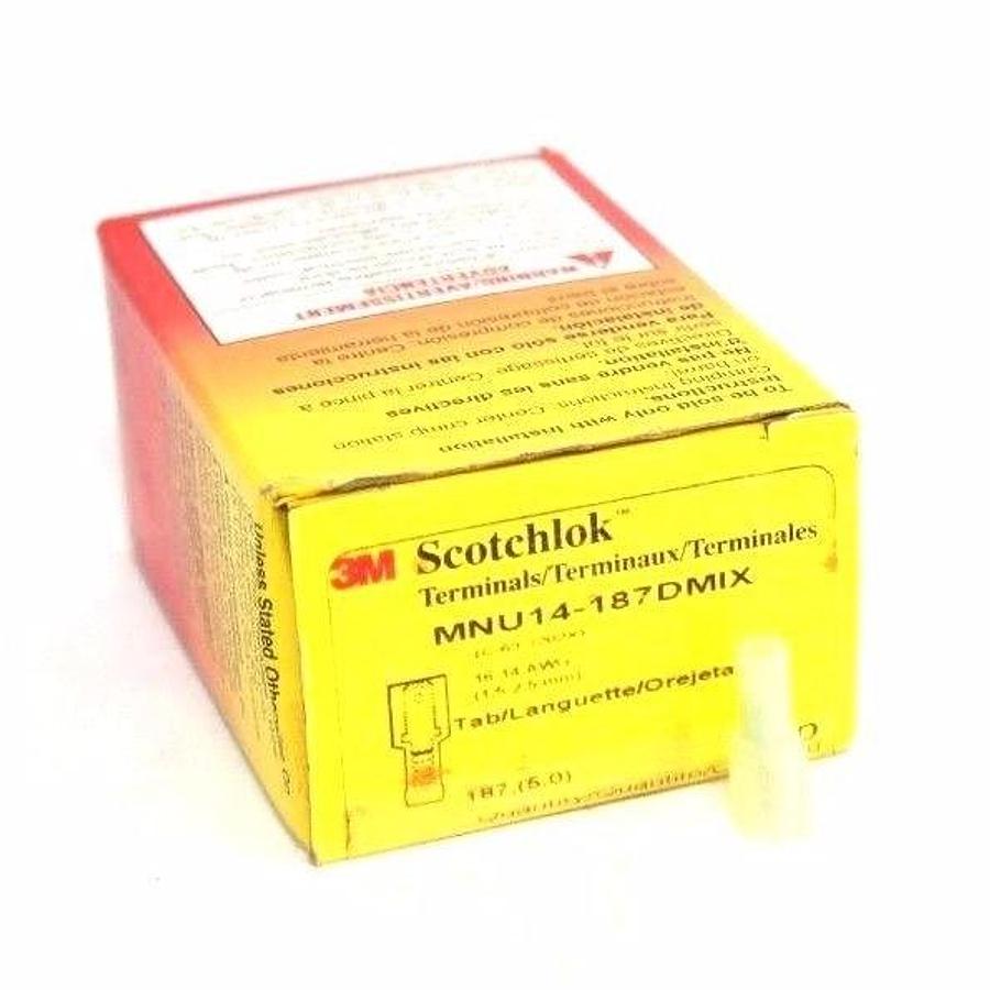 Used BOX OF 100 NEW 3M SCOTCHLOK MNU14-187DMIX MALE DISCONNECT NYLON INSULATED
