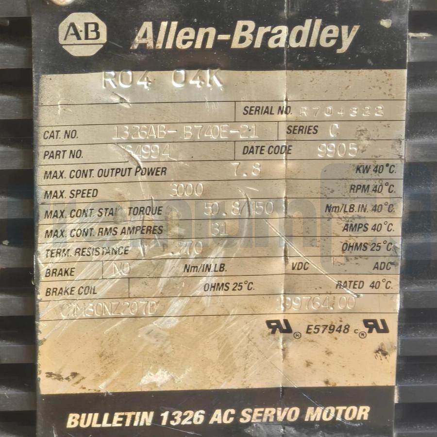 Refurbished Allen-Bradley 1326AB-B740E-21 /C AC Servo Motor | 7.8kW 1326ABB740E21 Repaired