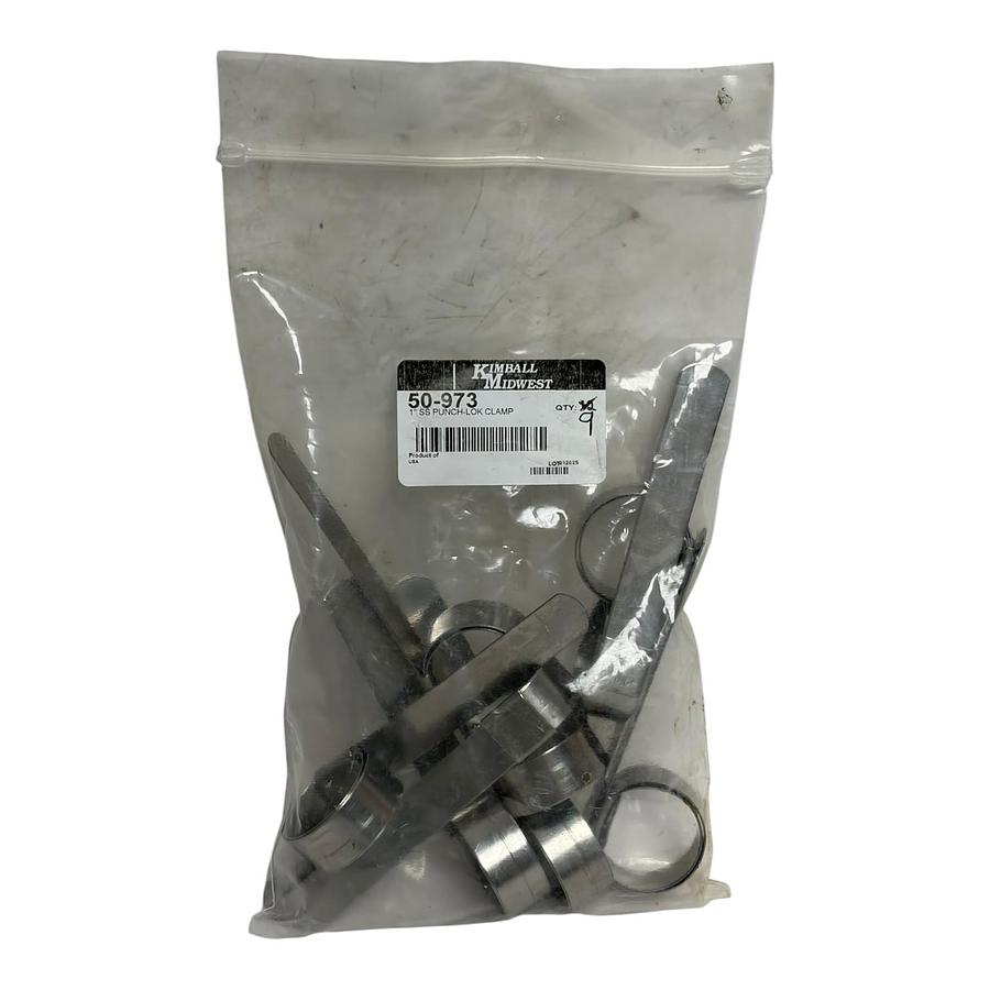 Kimball Midwest 50-973 1" Stainless Steel Punch-Lok Hose Clamps Bag Lot of 9 New