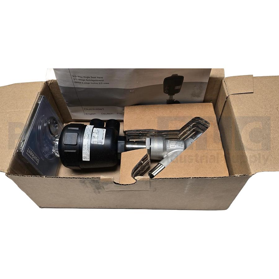 Used BURKERT 00143443 / 143443 TYPE 2000 2/2-WAY PISTON OPERATED ANGLE SEAT VALVE NEW