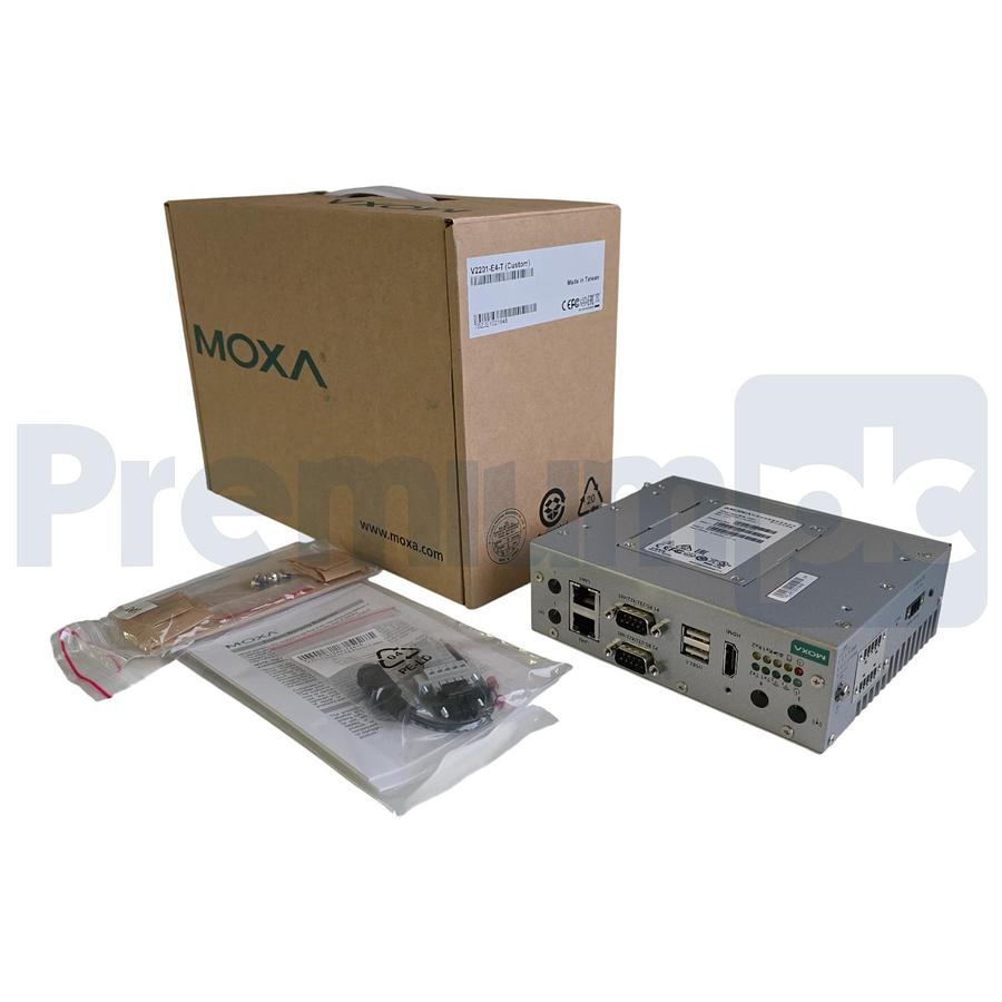 Used MOXA V2201-E4-T (Custom) V2201 DIN-rail x86 Computer IPC Intel Atom E3845 NSMP