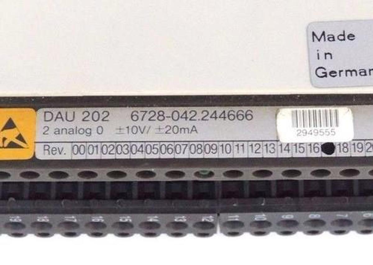 Used AEG DAU 202 OUTPUT MODULE ANALOG 6728-042.244666 REV 17 DAU202