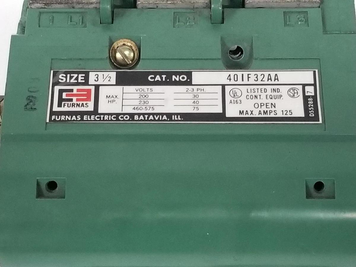 Used FURNAS 40IF32AA STARTER SIZE 3.5 MAX. AMPS 125