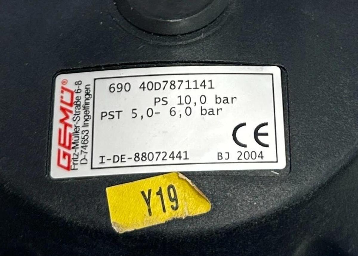 GEMU 690 40D7871141 / 88072441 PNEUMATIC ACTUATOR VALVE OEM PS 10BAR DN40 NSMP