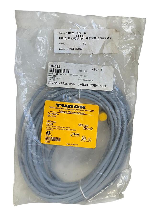 Used TURCK WK 4.4T-10 / U2435 EUROFAST CORDSET SINGLE-ENDED M12 10M NSFS