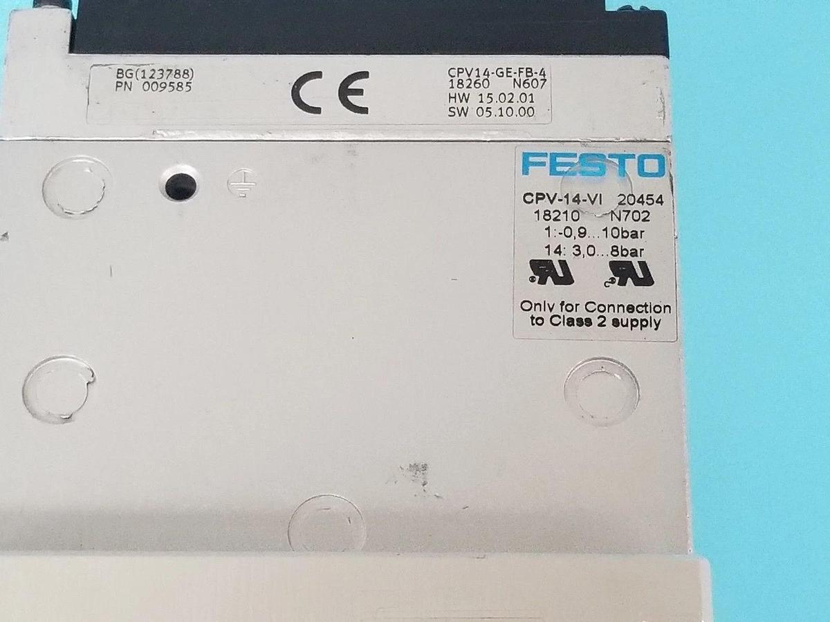 Used FESTO ELECTRIC CPV14-VI-P4-1/8-B MULTI PIN BASE W/ CPV-14-VI , CPV14-GE-FB-4