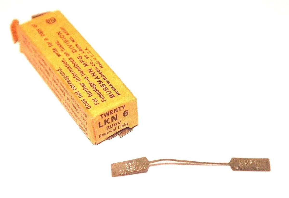 LOT OF 160 NIB BUSSMANN LKN-6 SUPER-LAG RENEWAL LINKS LKN6, 250V