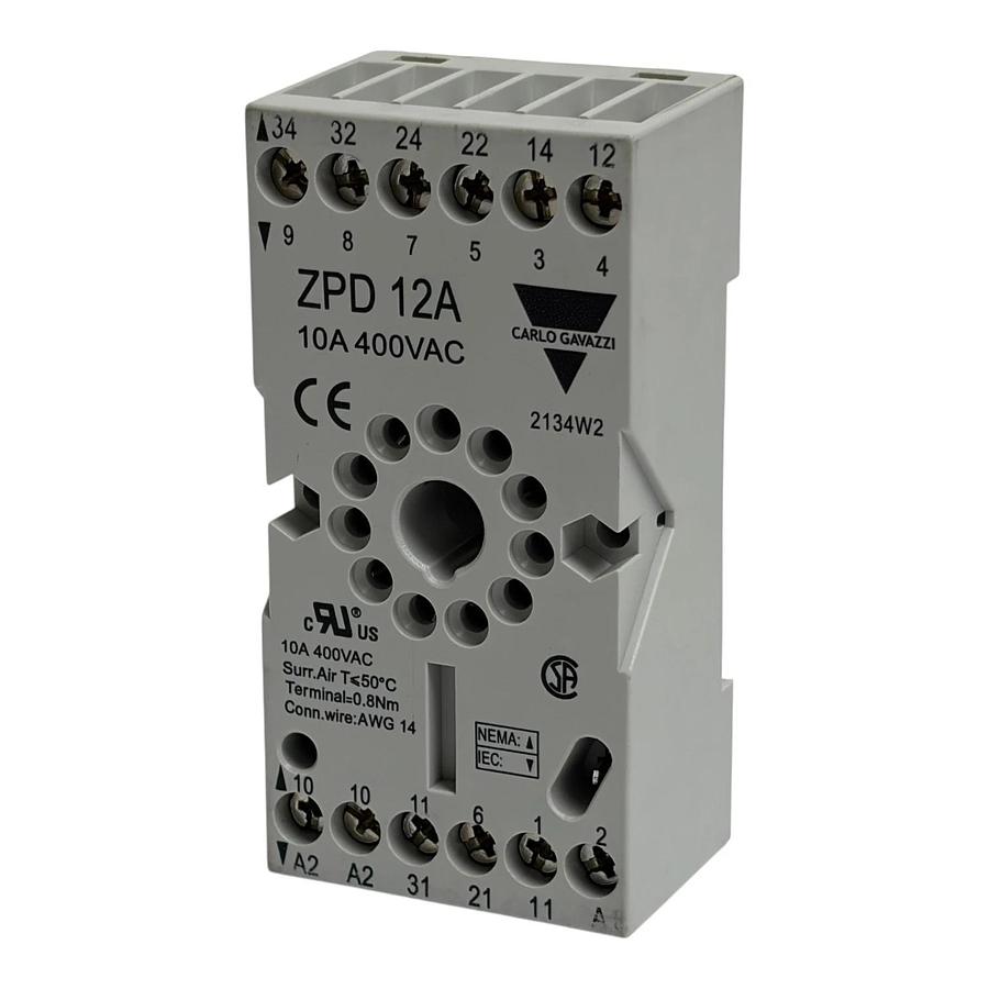 Used Carlo Gavazzi ZPD12A 11-Pin Circular Relay Socket Base 10A 400VAC Lot of 4