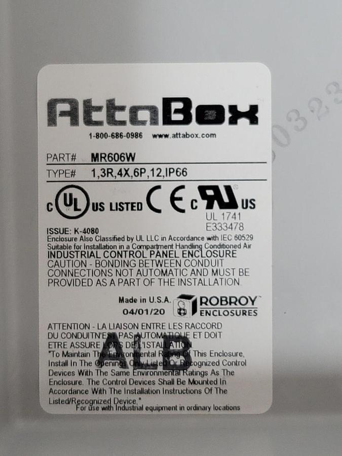 NIB ROBROY MR606W ATTABOX MACHOBOX SERIES ENCLOSURE 6 X 6 X 6IN (HXWXD)