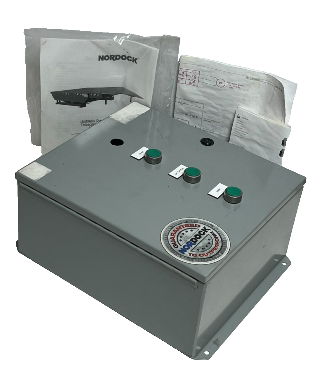 Used New Nordock 25341-E1 Hydraulic Dock Leveler Control Panel 460V *MISSING BUTTON*