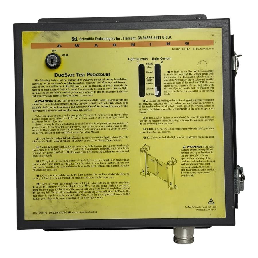 Used STI 43207-0020 DuoSafe AC1 Safety Light Curtain Controller Power Supply