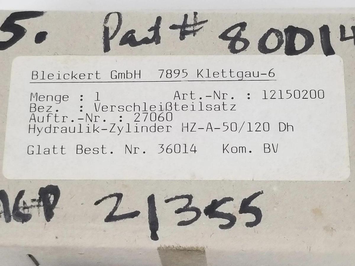 NIB BLEICKERT 12150200 HYDRAULIC CYILINDER KIT 27060, HZ-A-50/120 DH, 36014