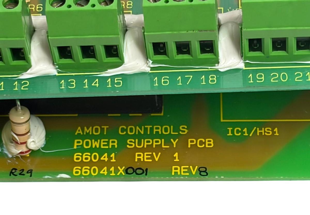 Used Amot Controls 66041 Power Supply & Relay PCB Board Assembly 7004422