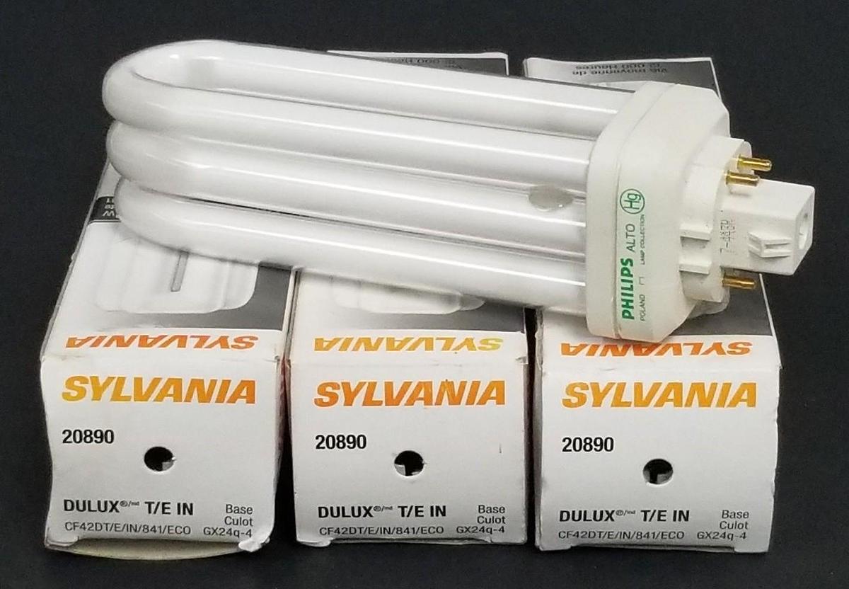 Used LOT OF 3 NIB SYLVANIA 20890 DULUX T/E IN 42W COMPACT FLUORESCENT BULBS