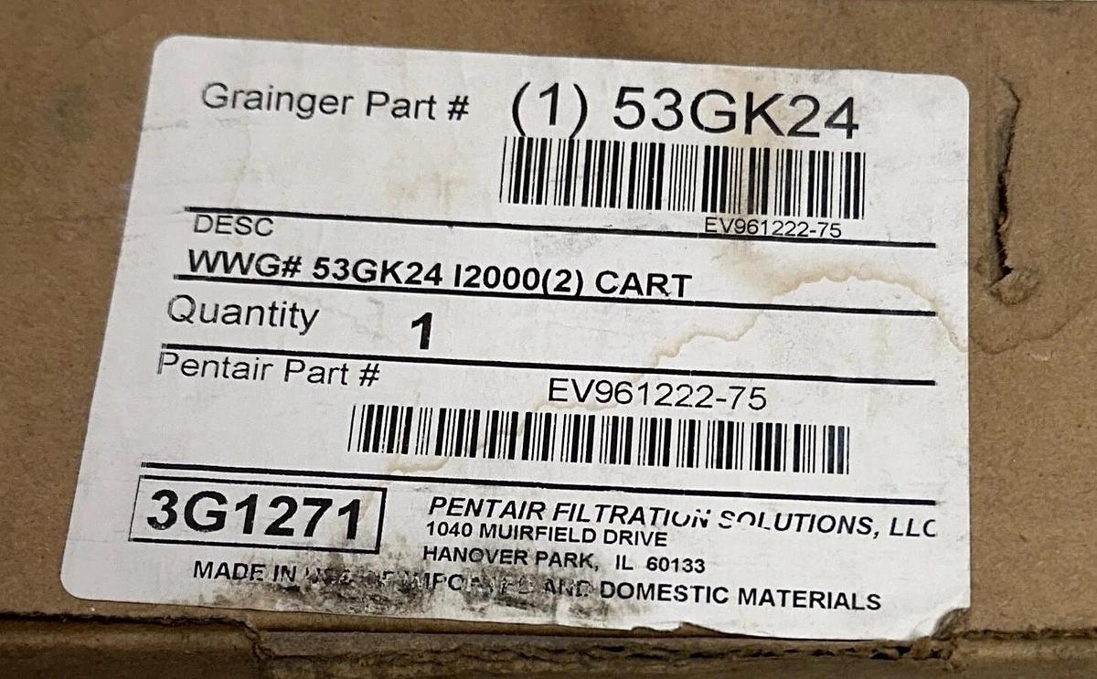 PENTAIR EV961222-75 / EV96122275 EVERPURE i2000 SUBMICRON FILTER 53GK24 NSMP