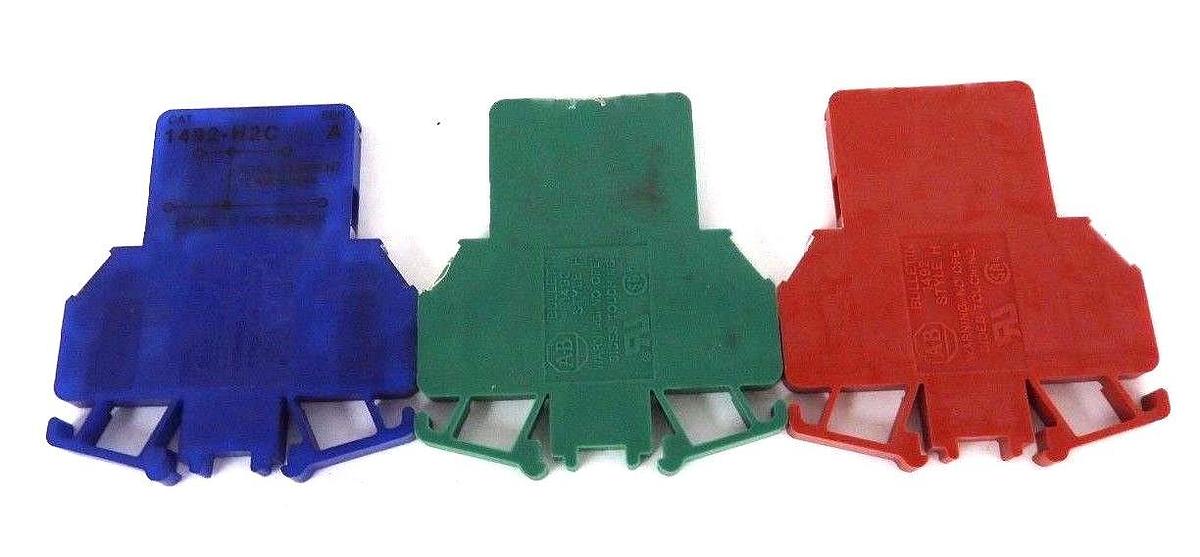 Used LOT OF 36 NEW ALLEN BRADLEY 1492-H2 TERMINAL BLOCKS SER B, GREEN, RED, BLUE