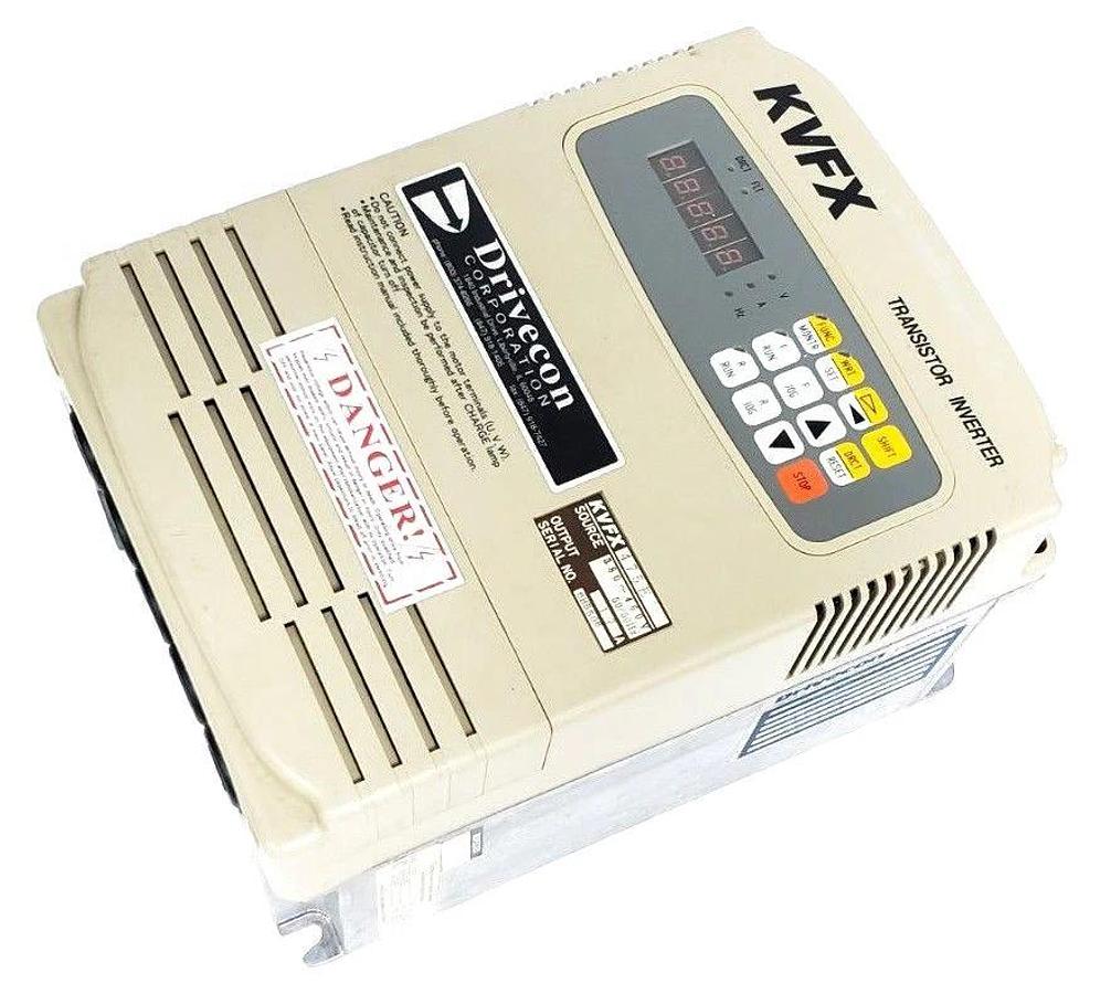 Used DRIVECON KVFX-475-E TRANSISTOR INVERTER 380-460V, 50-60HZ, 17A, 10HP, KVFX475E