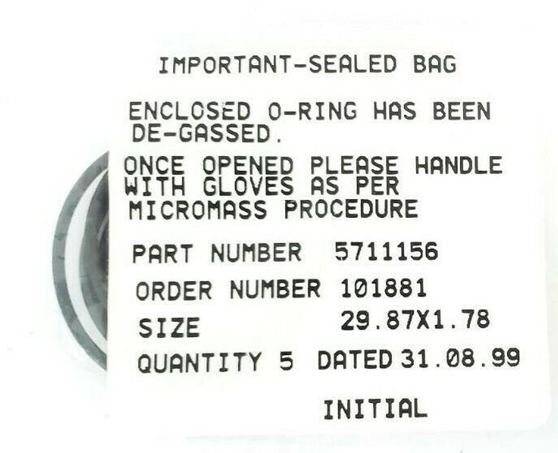Used LOT OF 4 NEW WATERS MICROMASS 5711156 O-RINGS 29.87X1.78