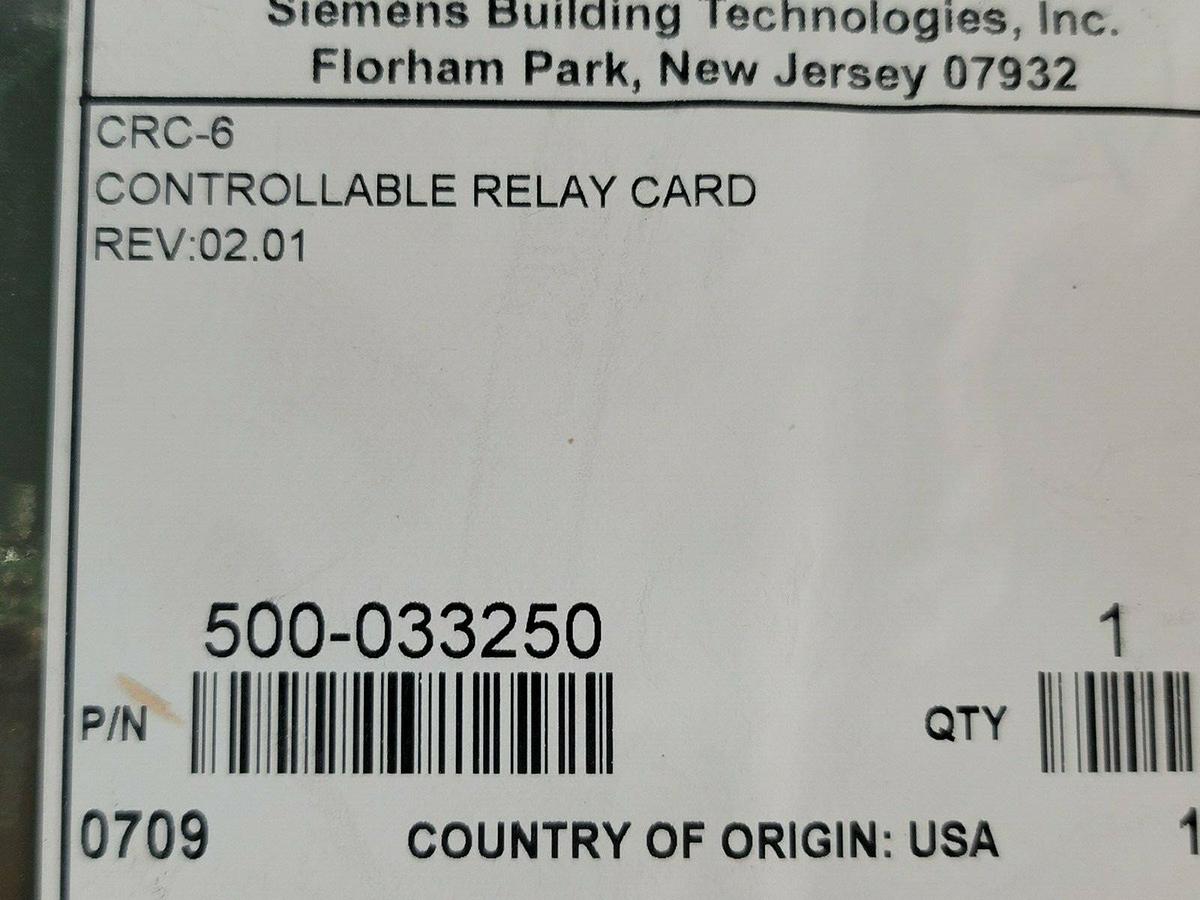 Used NEW SIEMENS 500-033250 CRC-6 FIRE ALARM RELAY CARD REV. 02.01 500033250 CR6
