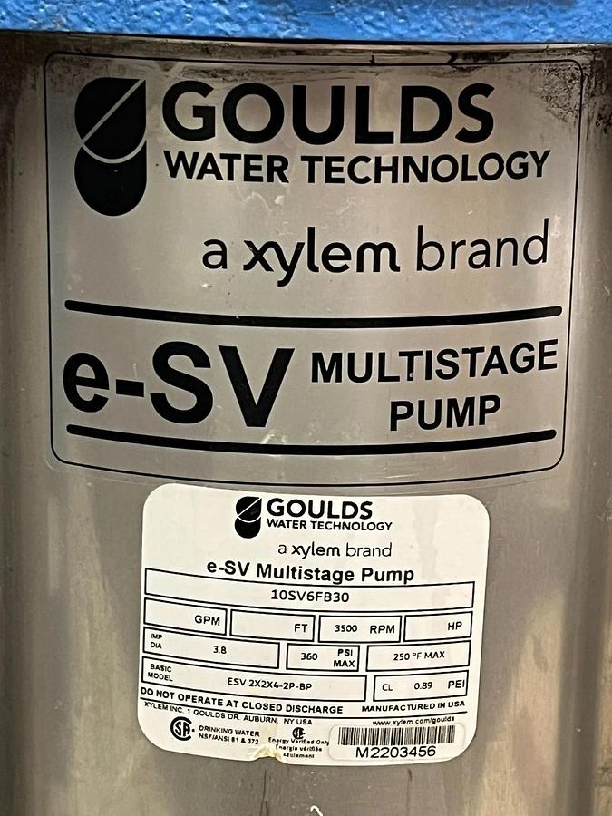 Goulds 10SV6FB30 e-SV Vertical Multistage Pump End w/ American Controls Stand