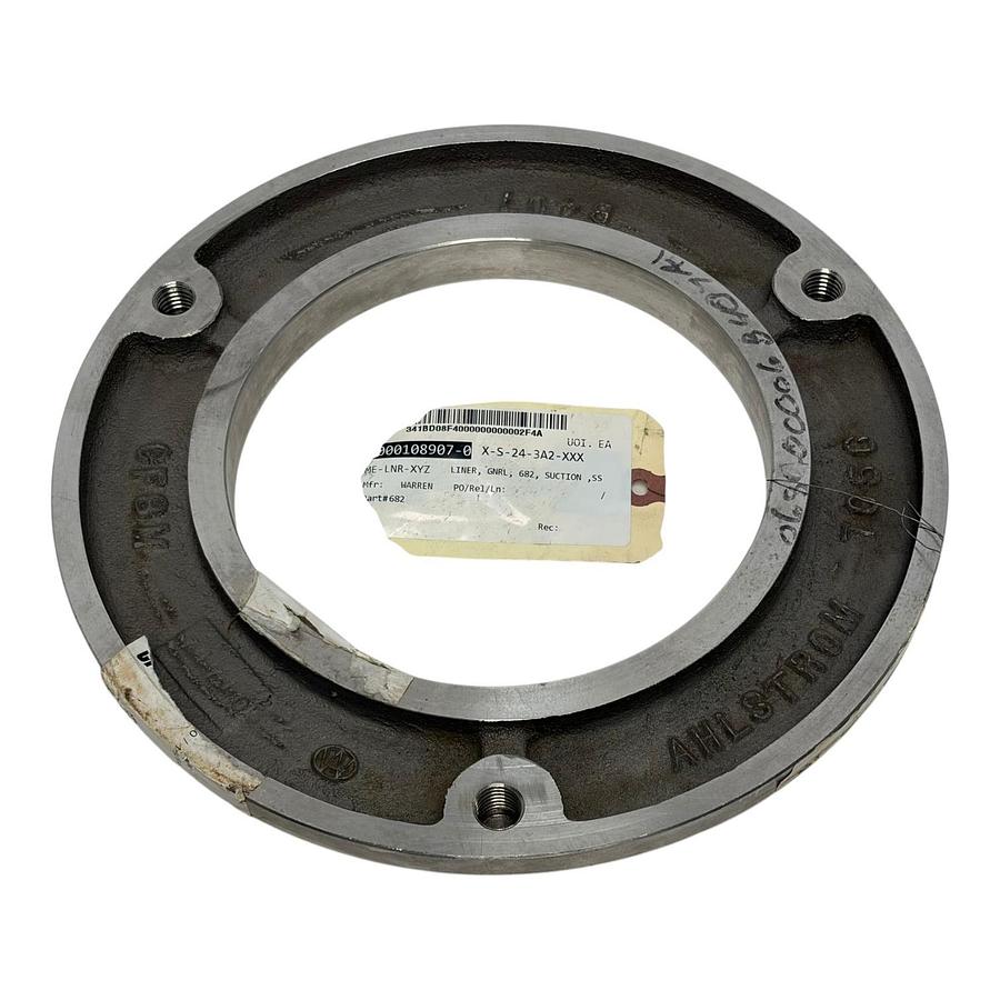 Used Ahlstrom Warren 6PH12 Suction Liner Sideplate 068200006B407A1 CF8M New Surplus