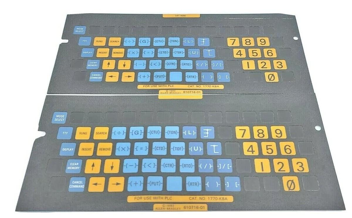 Used LOT OF 2 NEW ALLEN BRADLEY 610716-01 KEYBOARD OVERLAYS 1771-KBA