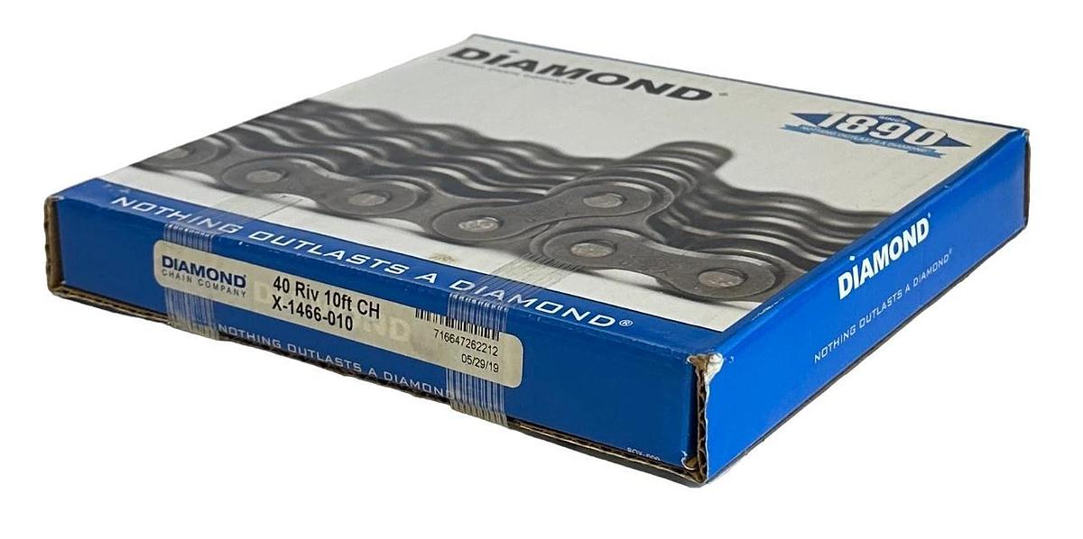 Used NEW DIAMOND CHAIN COMPANY X-1466-010 / X1466010 40 RIV 10FT ROLLER CHAIN NOS