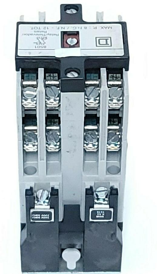 Used NEW SQUARE D 8501-X080 CONTROL RELAY TYPE X, SER A, 8501XO80, 9998-X53 COIL