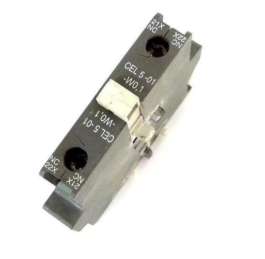 Used ABB CEL 5-10-W0,1 AUXILIARY CONTACT BLOCK 0.1A 125VAC 5MA 24VDC