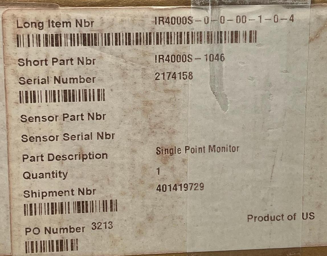 Used General Monitors IR4000S Single-Point Gas Monitor 32563-9 0-100% LEL Modbus HART