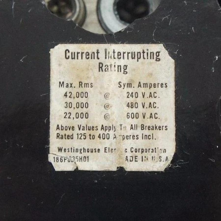 Used WESTINGHOUSE 186P335H01 CIRCUIT BREAKER ISSUE NO. A-294 W/ TYPE HLA TRIP UNIT