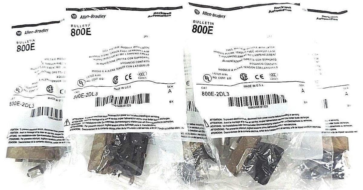 Used (5) NEW ALLEN BRADLEY 800E-2DL3 FULL VOLTAGE MODULE W/ LATCH 800E2DL3, SER. A