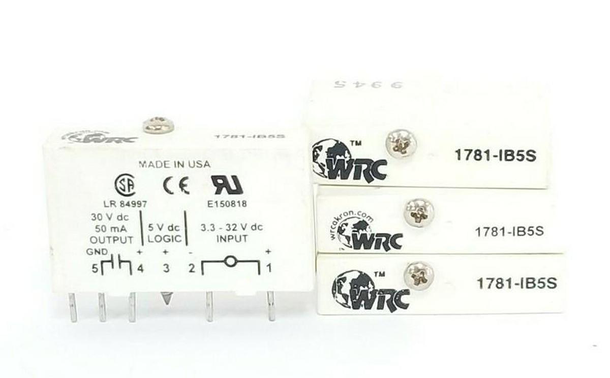 Used LOT OF 4 WESTERN RESERVE CONTROLS 1781-IB5S SLIM I/O MODULES 5VDC LOGIC 50MA