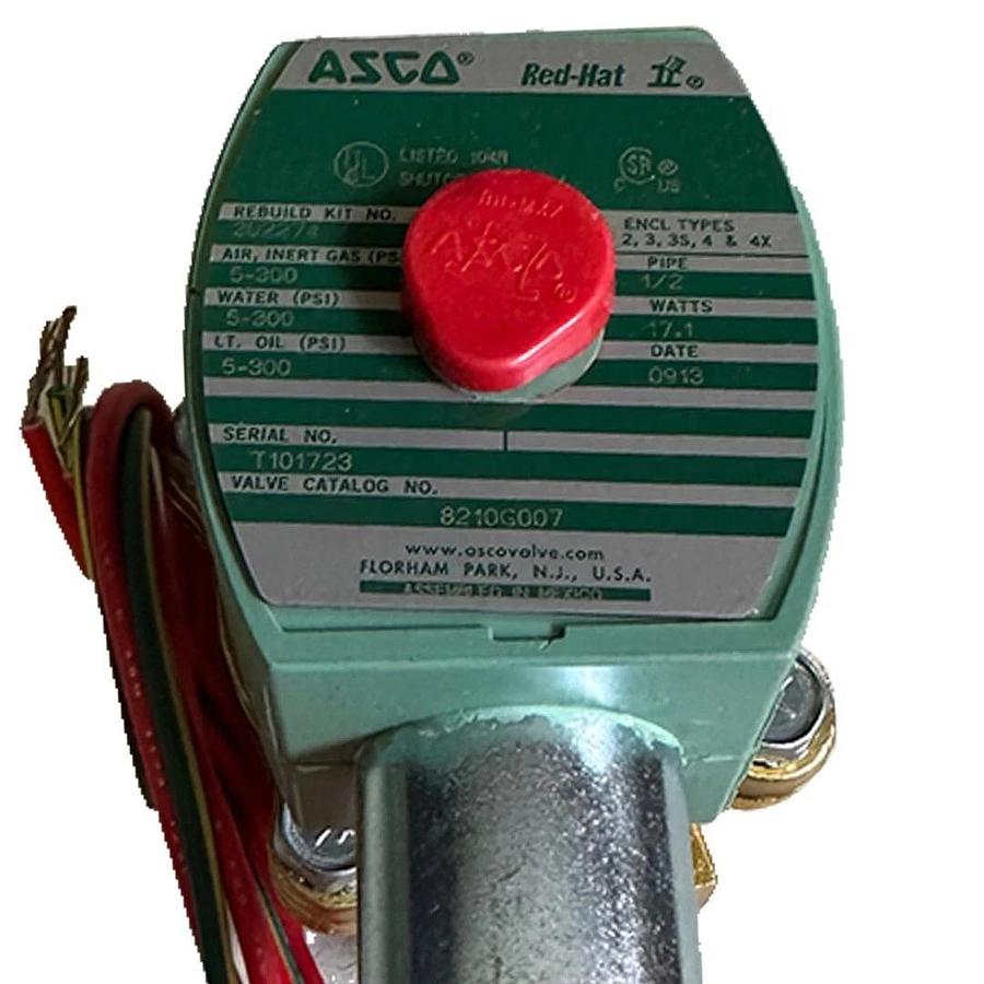 NEW ASCO 8210G007 Red-Hat II SOLENOID VALVE 50/60Hz 110/120Vac 2-WAY 17.1W BRASS