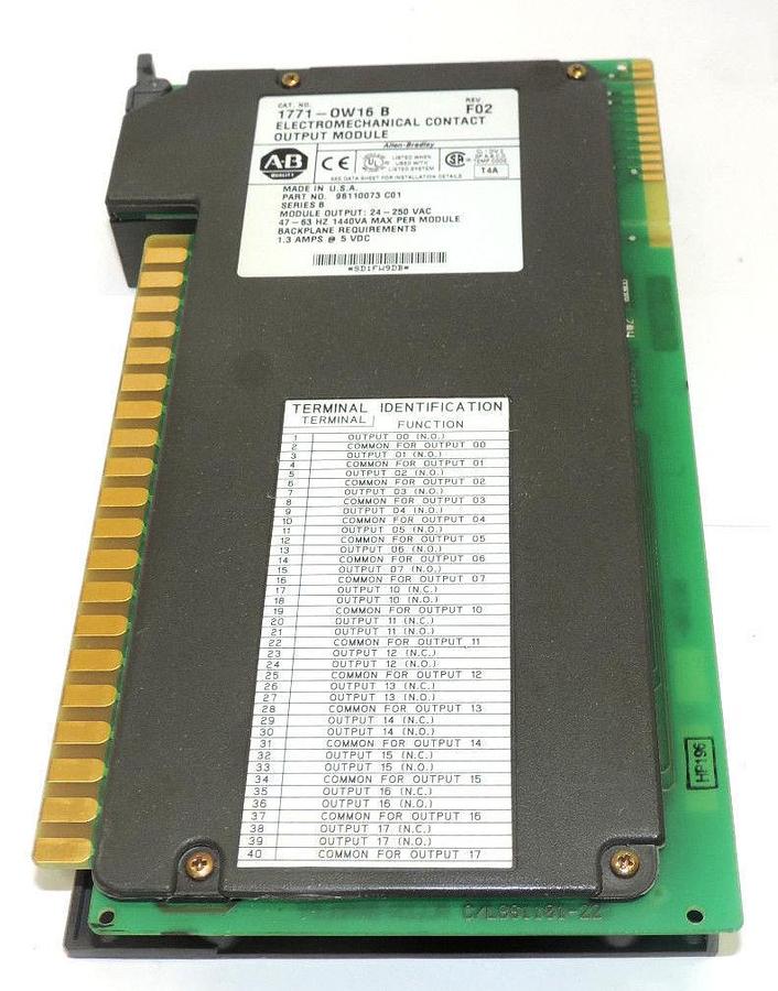 Used ALLEN BRADLEY 1771-OW16 ELECTROMECHANICAL CONTACT OUTPUT MODULE SER. B, REV. F02