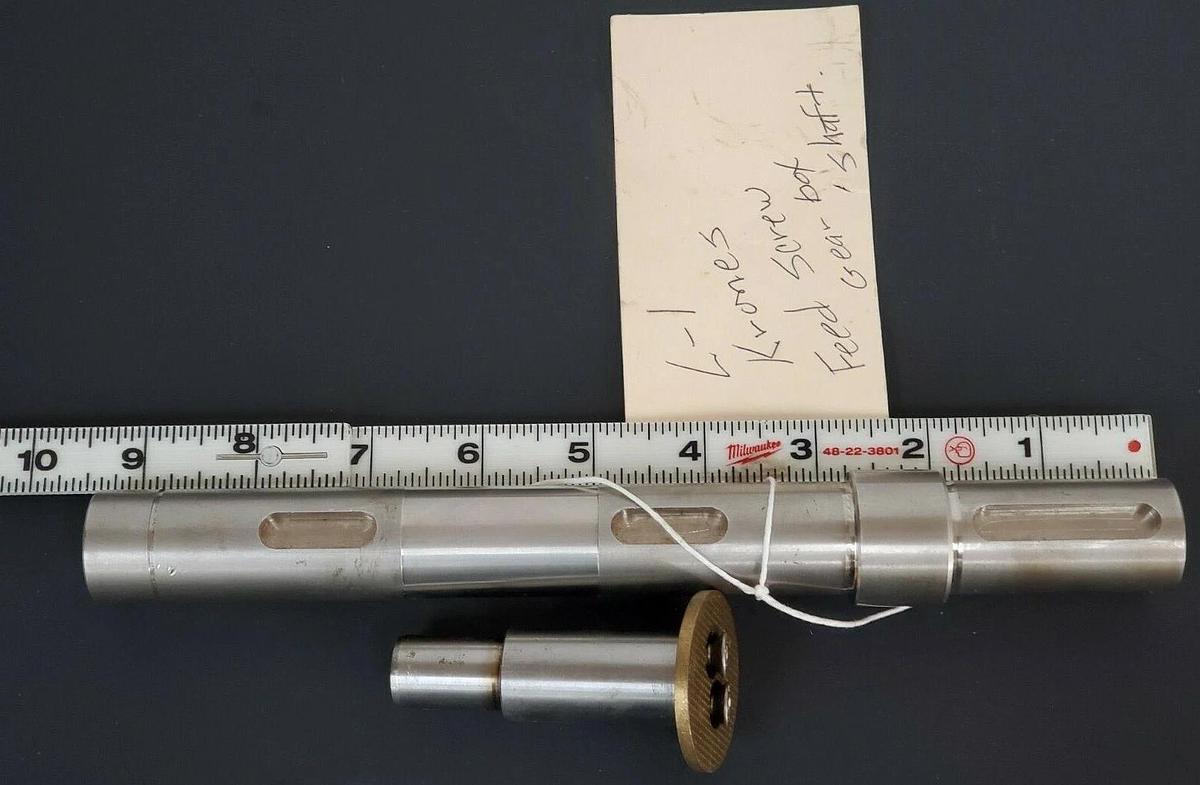 NEW KRONES L-1 FEED SCREW GEAR BOX SHAFT ASSEMBLY, 9.25" LENGTH, L1