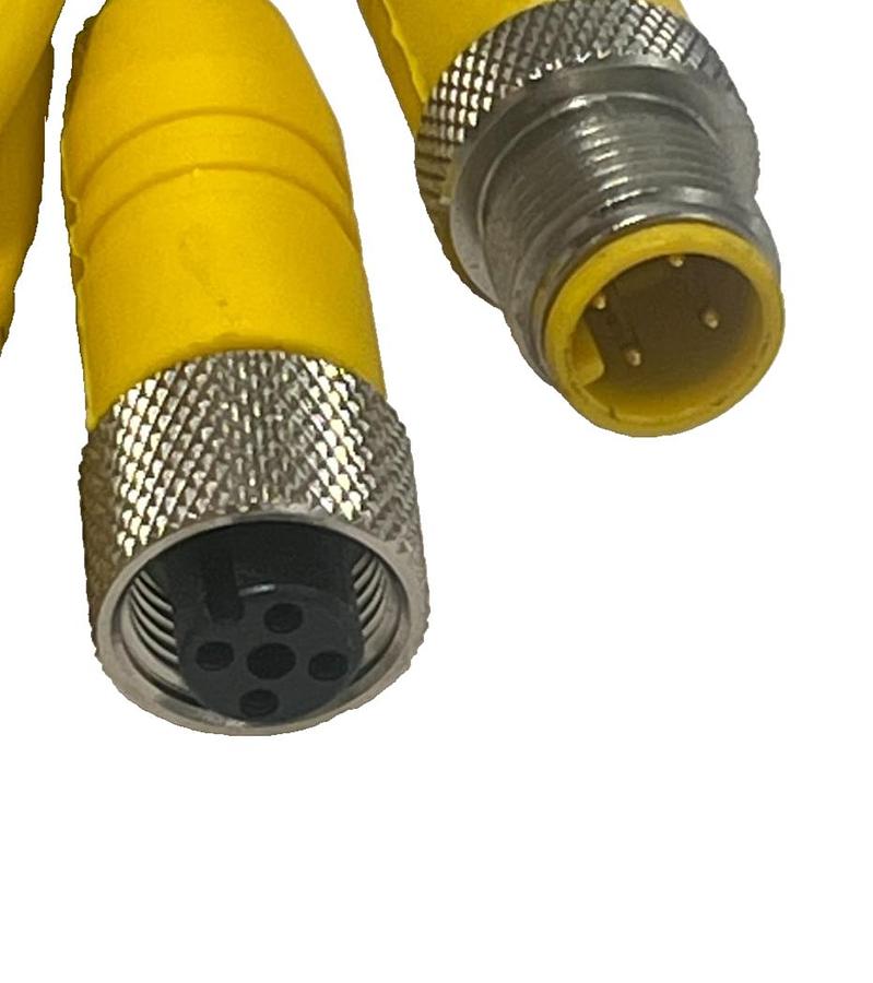 Used LUMBERG RST 4-RKT M12 Male Straight to Female Straight 4-Pin Cordset 1.14 meters